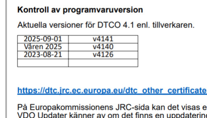 Ändring i metoder för Uppdatering av DTCO 4.1
